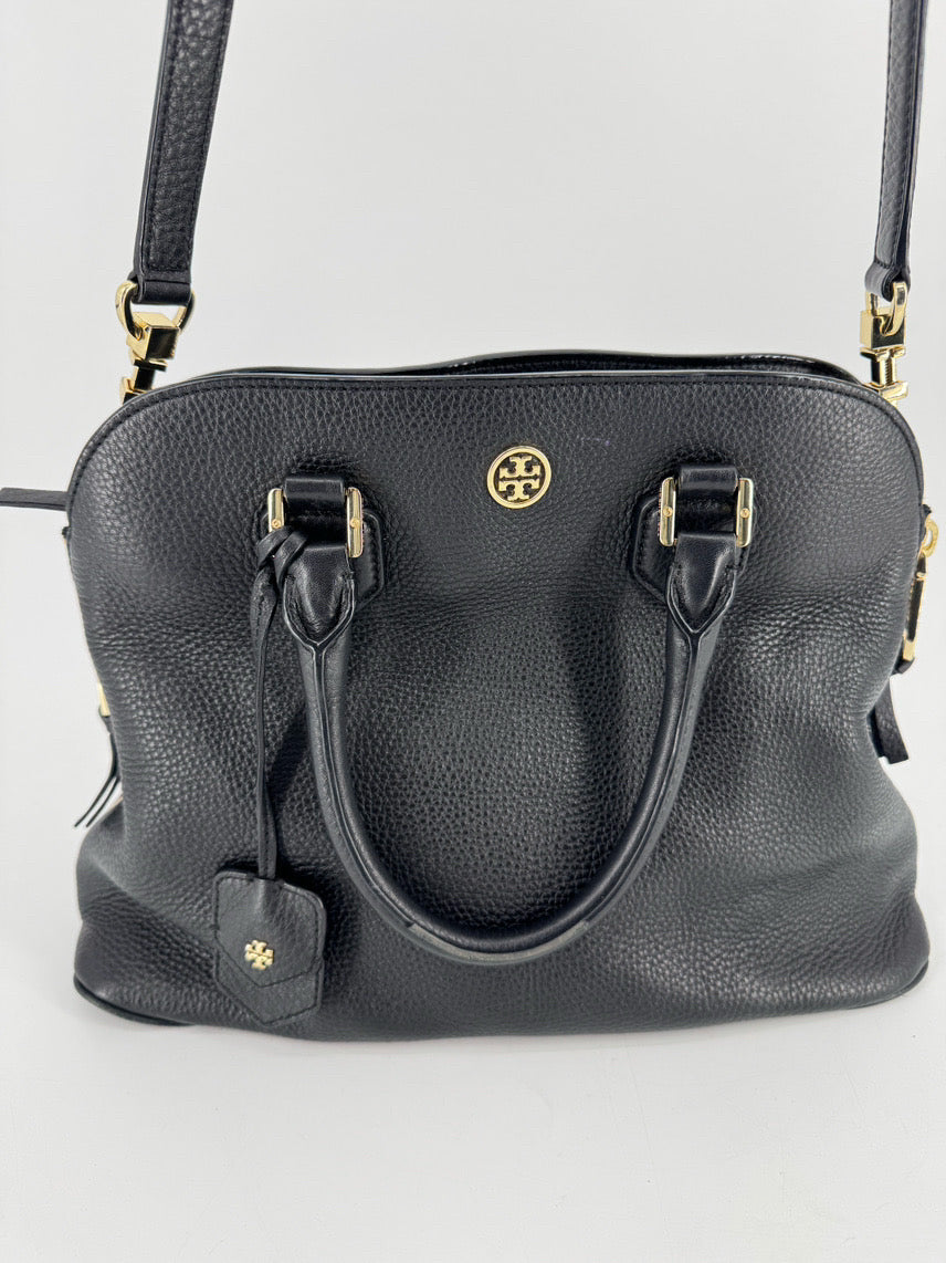 TORY BURCH Black Leather Tote Bag