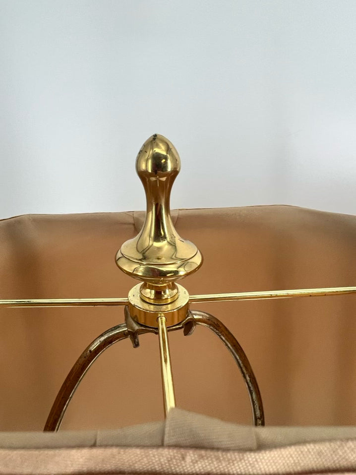 Gold & Aqua Metal Pair of Lamps w/ Shades