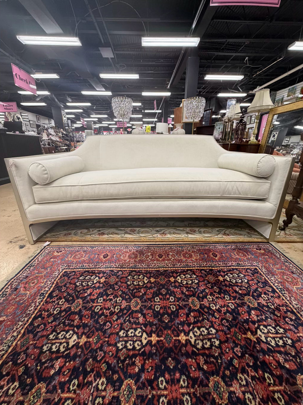 CARACOLE The Cats Meow White Velvet Sofa