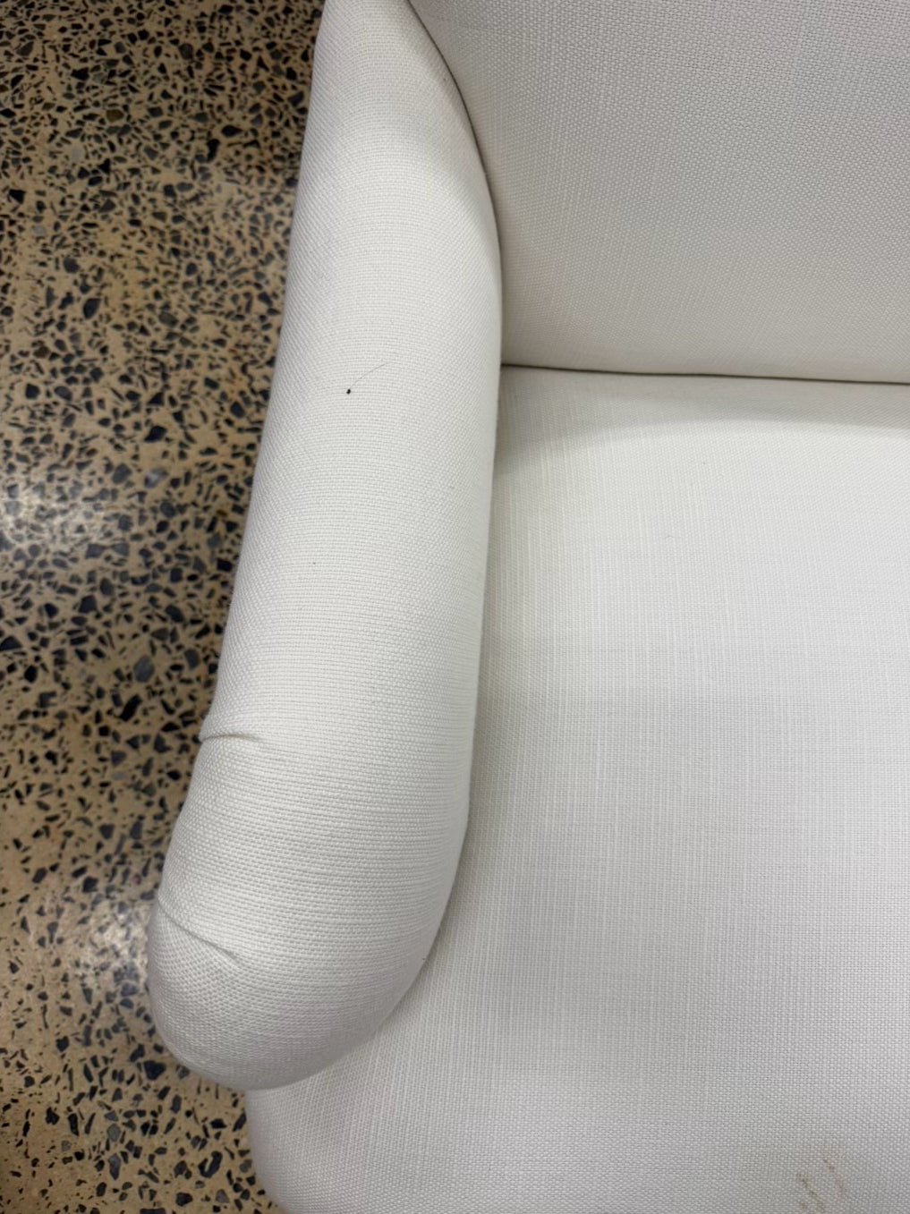 White Linen Look Pair Of Club Chairs