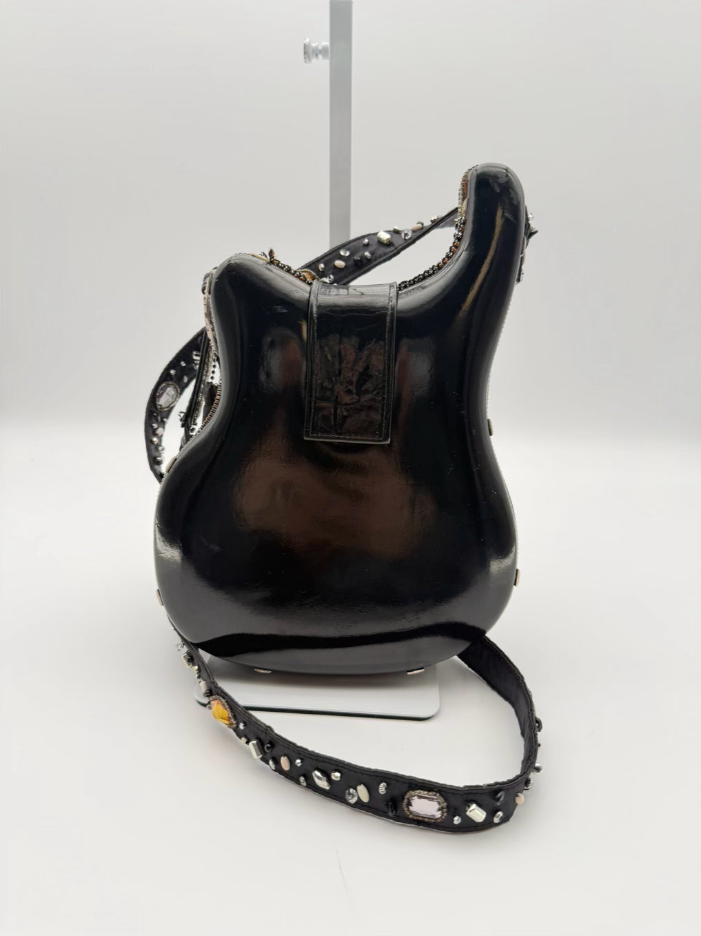 MARY FRANCES Greatest Hits Black & White Guitar Shape Purse