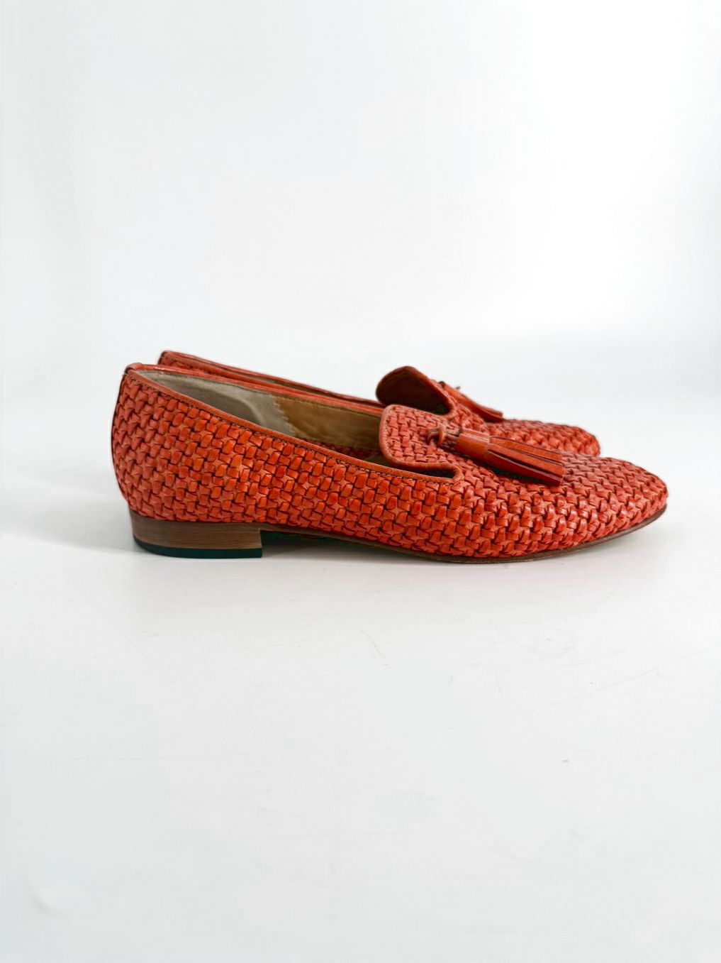 ANN MASHBURN Size 39 Orange Leather Loafers