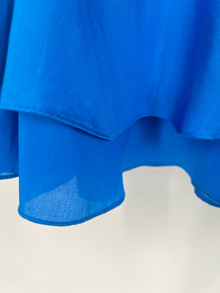LAUREN RALPH LAUREN Size L Blue Silk Skirt NWT