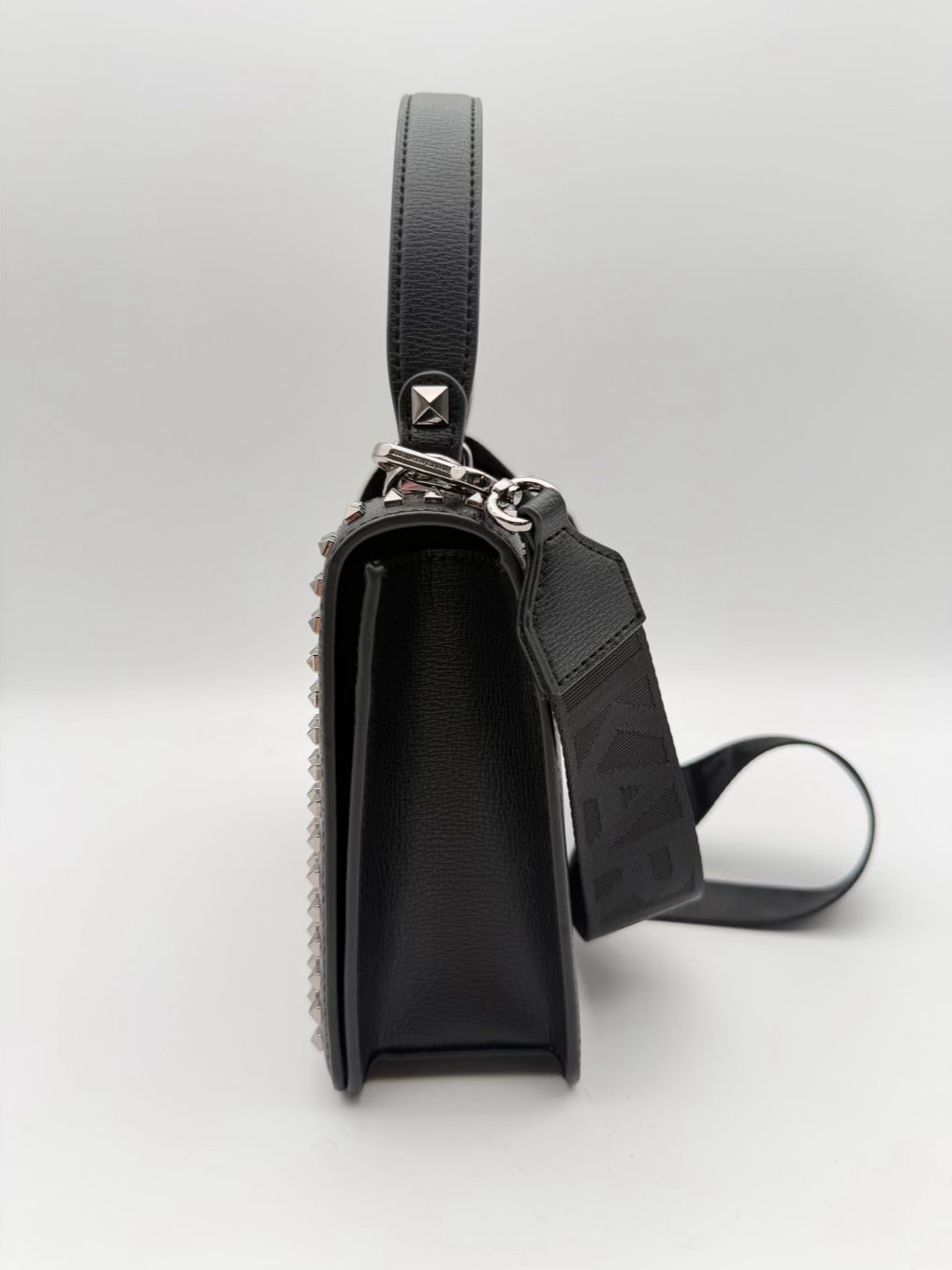 KARL LAGERFELD Simone Black & Red Leather Floral Flap Crossbody Purse