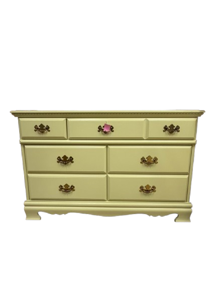 VINTAGE Yellow Painted Wood Dresser