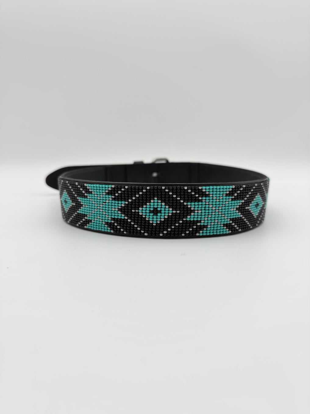 SAMBBOHO Black & Teal Small Beaded Belt