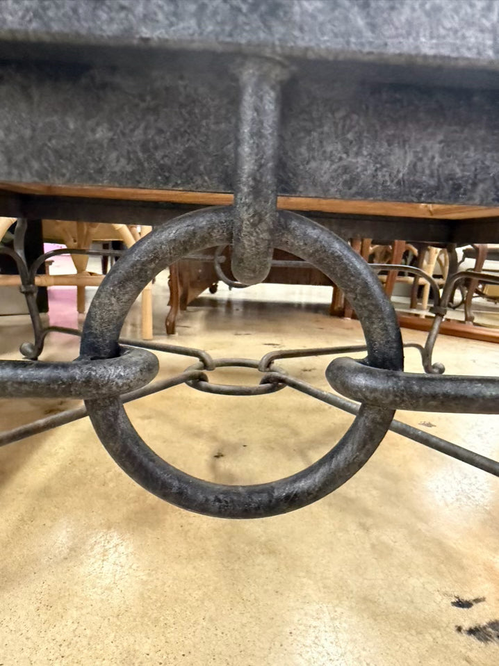 VINTAGE Metal, Glass & Wood Coffee Table