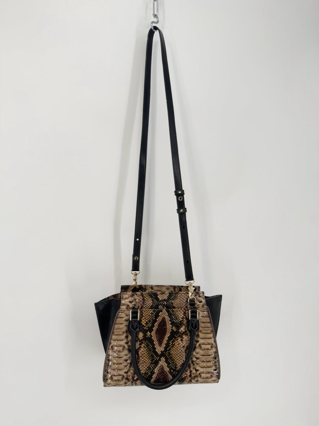 BRAHMIN Black & Brown Leather Embossed Purse