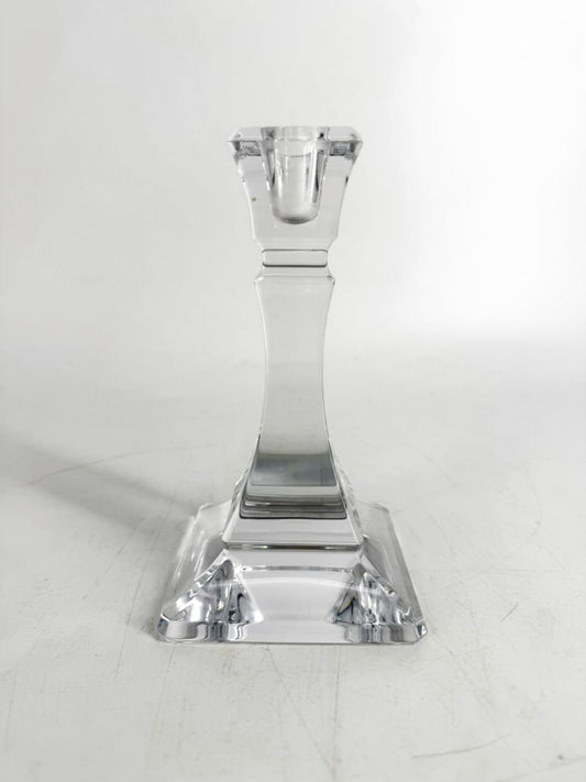 TIFFANY & CO. Clear Glass Short Candleholder w/ Square Base