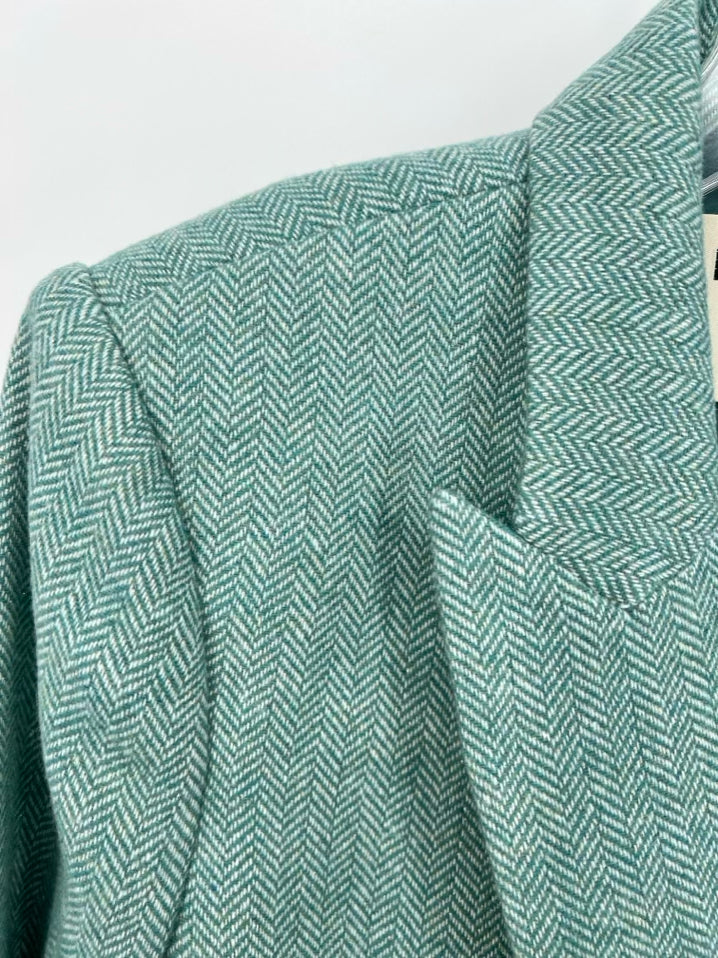 L'AGENCE Size 4 Seafoam Wool Blend Herringbone Jacket NWT