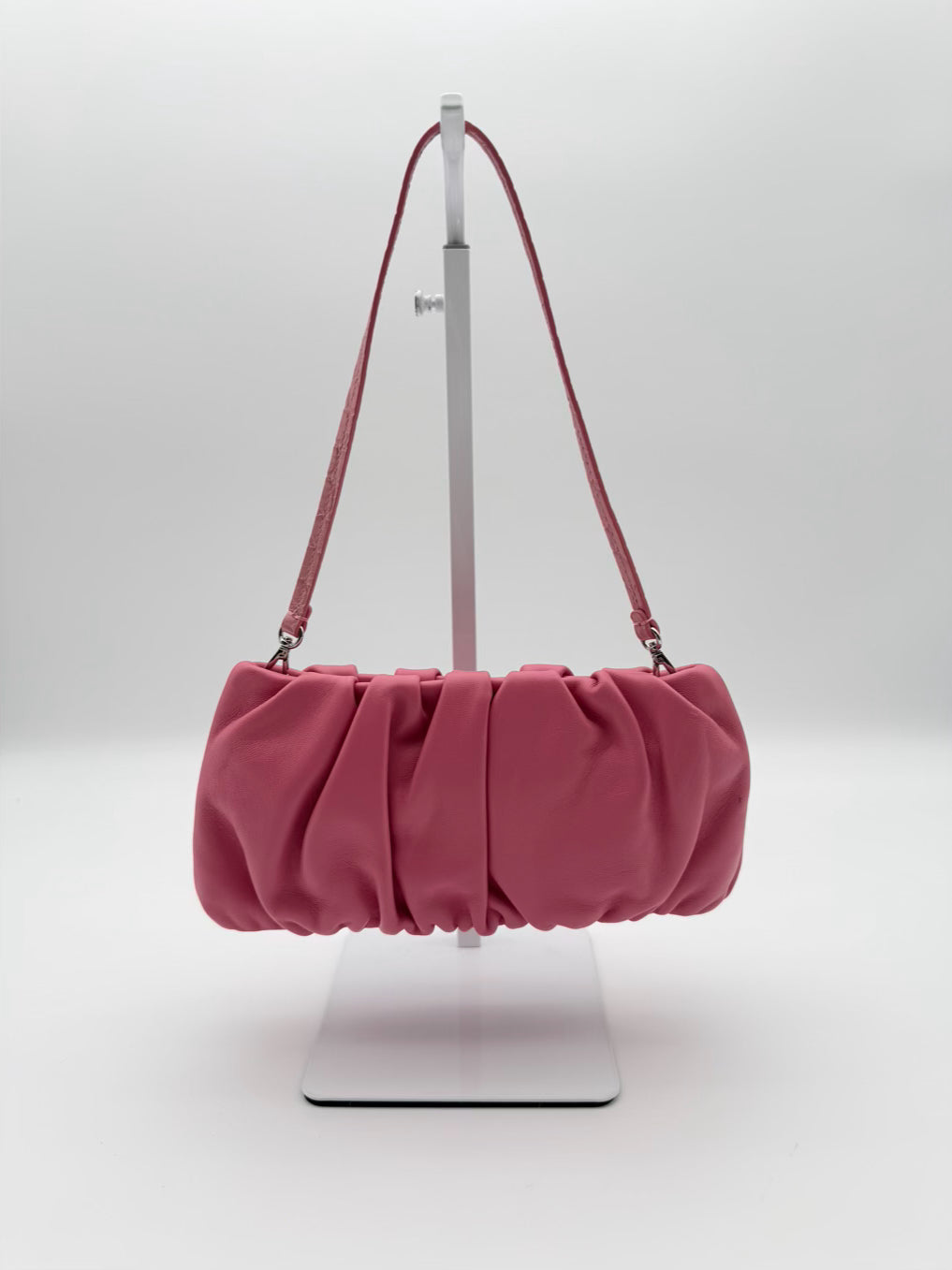 STAUD Pink Leather Evening Bag