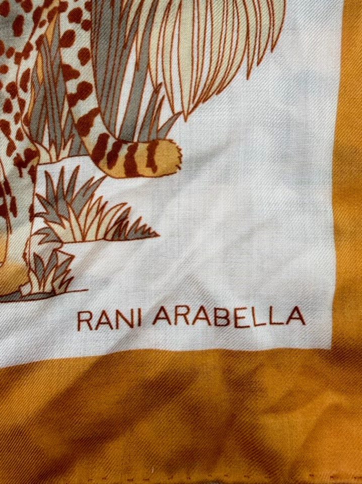 RANI ARABELLA Orange & Cream Cashmere & Silk Large Safari Scarf