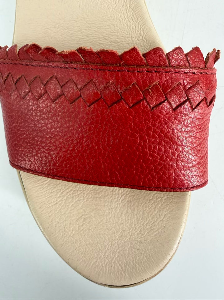 PIKOLINOS Size 39 Red & Brown Leather Platforms