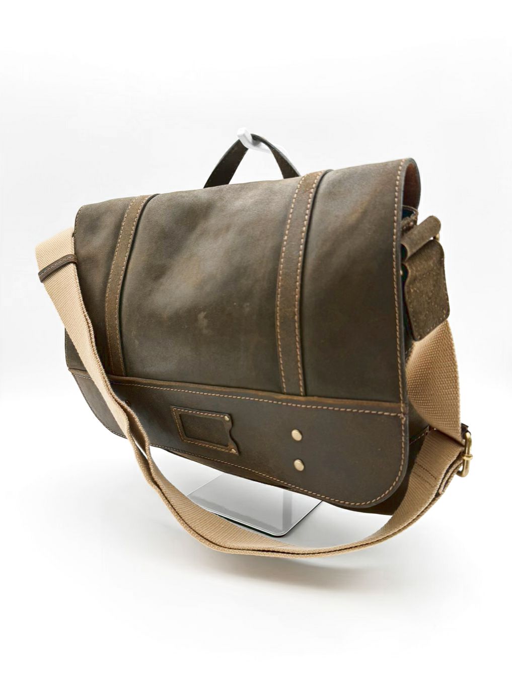 PATRICIA NASH Chocolate Moto Leather Messenger Bag NWT