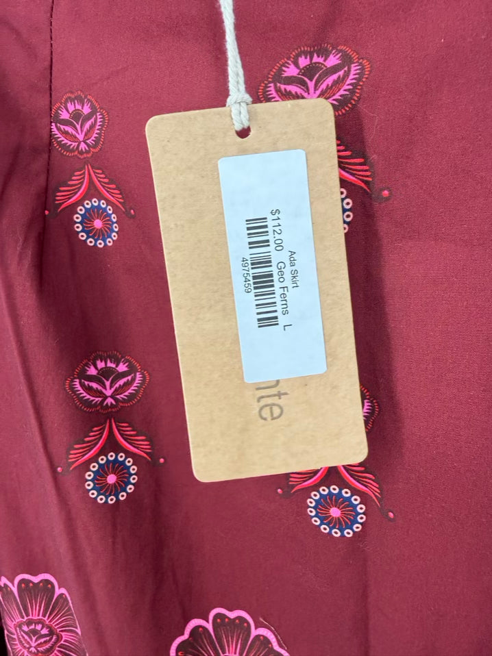 MAUDE VIVANTE Ada Skirt Wmn's Size L Maroon Print Floral Maxi-Skirt NWT