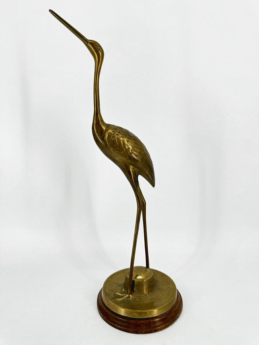 VINTAGE Brass Crane Figure