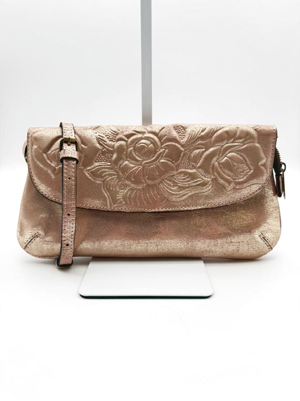 PATRICIA NASH Leather Rose Embossed Crossbody Bag