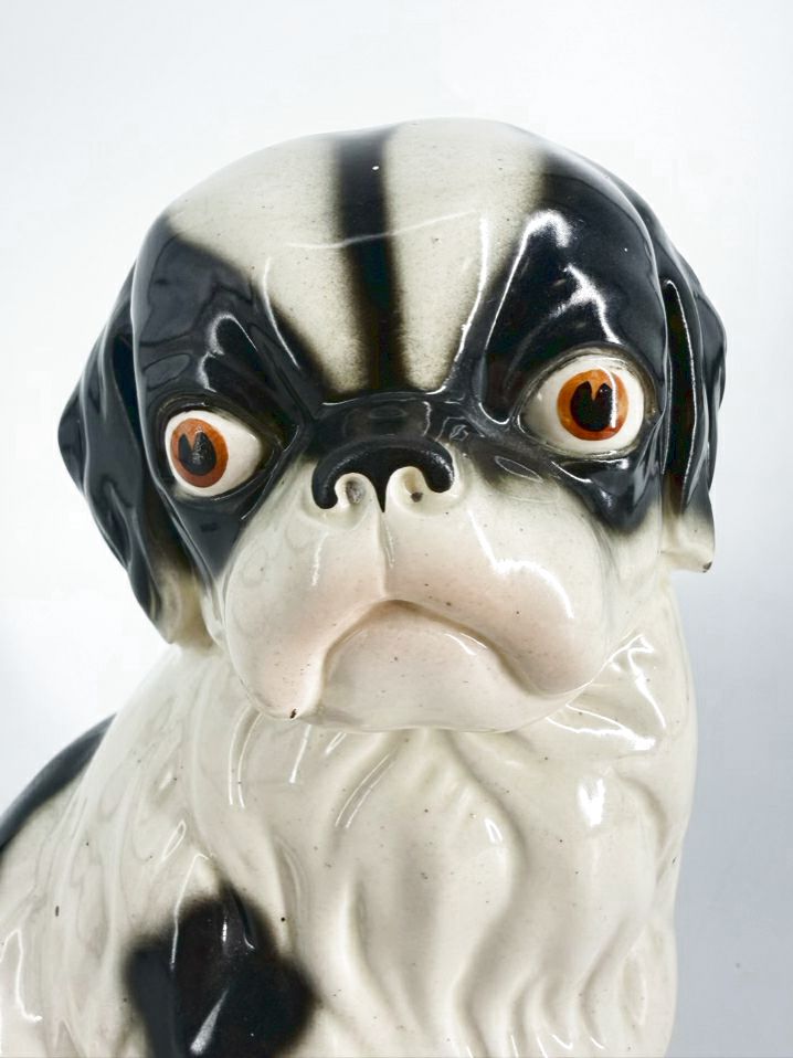 Black & White Ceramic Dog Figure