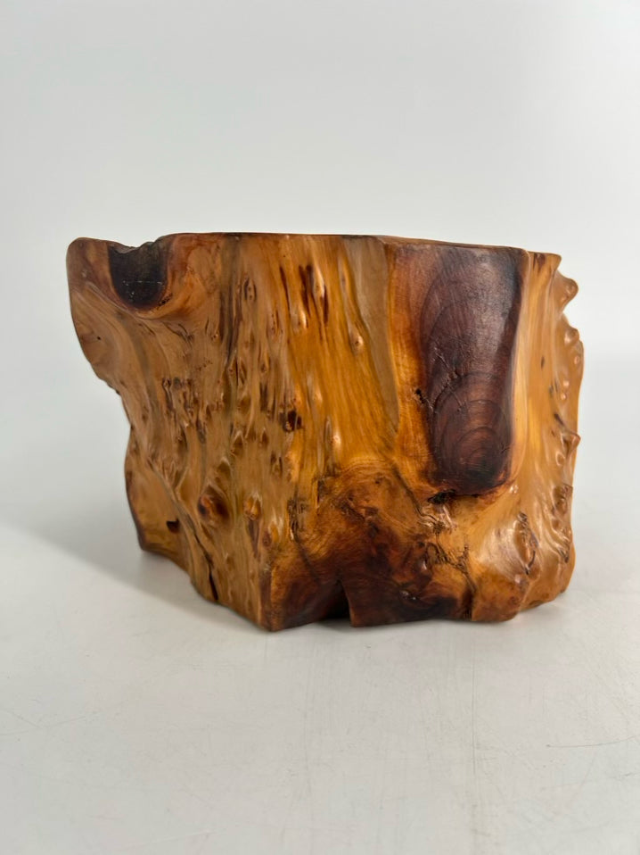 Brown Wood Carved Bowl