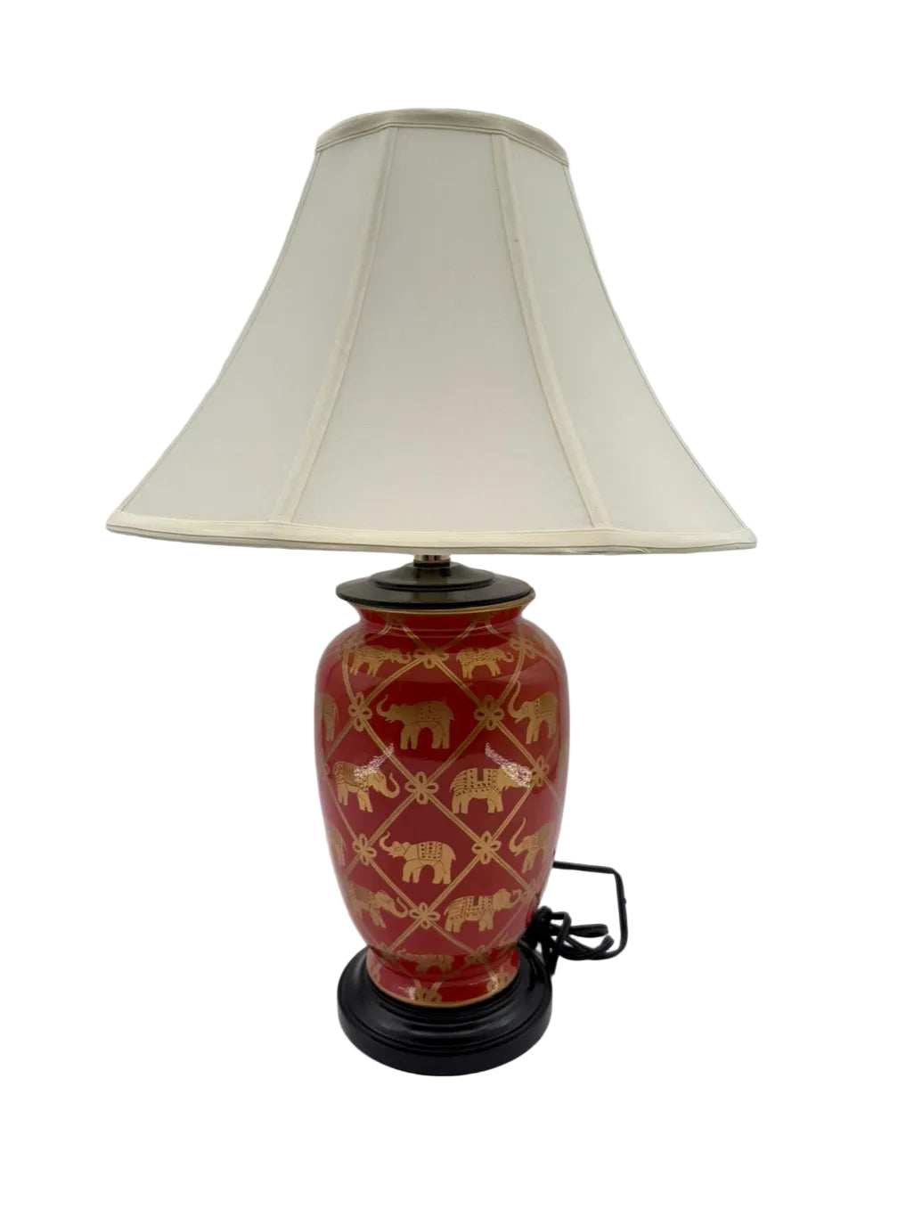Rust & Gold Ceramic Elephant Lamp w/ Shade
