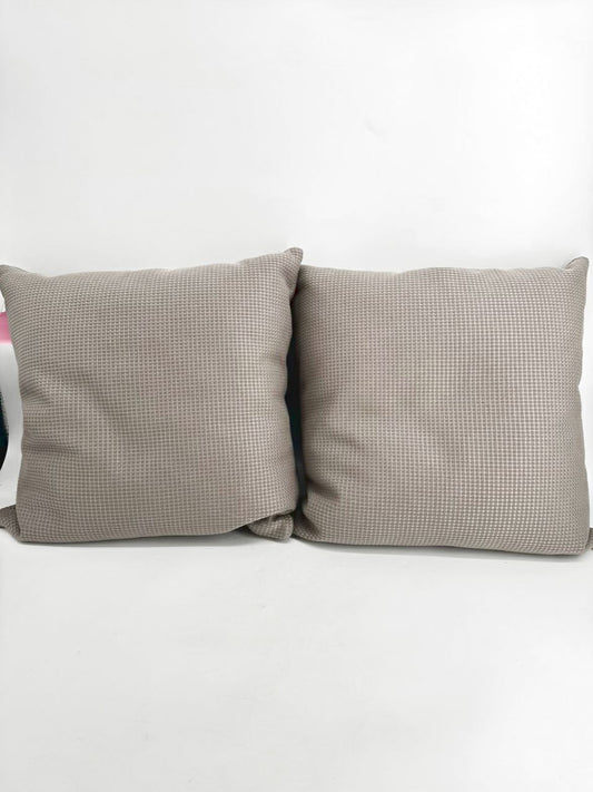Taupe Woven Knife Edge Pair of Pillows