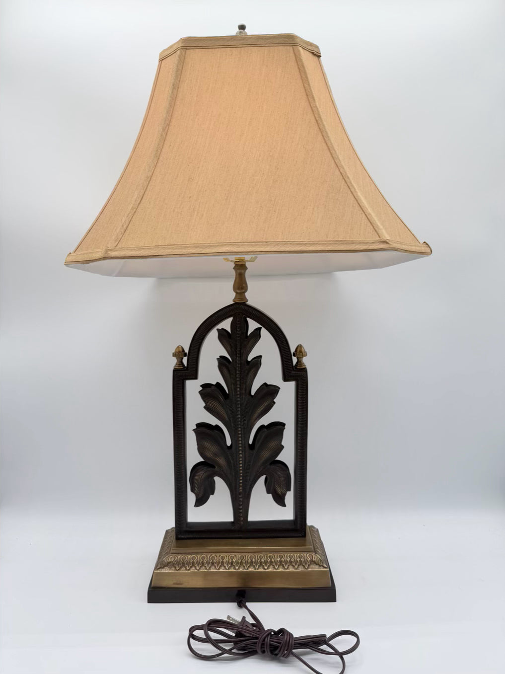 Brass & Metal Fleur De Lis Lamp w/ shade