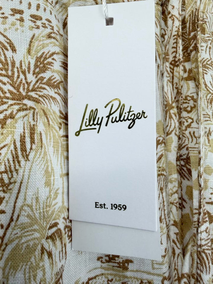 LILLY PULITZER Size M Tan Linen Pants NWT