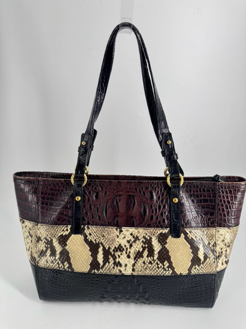 BRAHMIN Black & Brown Embossed Leather Purse