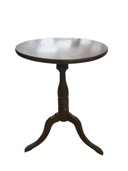 ANTIQUE Wood Round Occasional Table w/ Tripod Legs