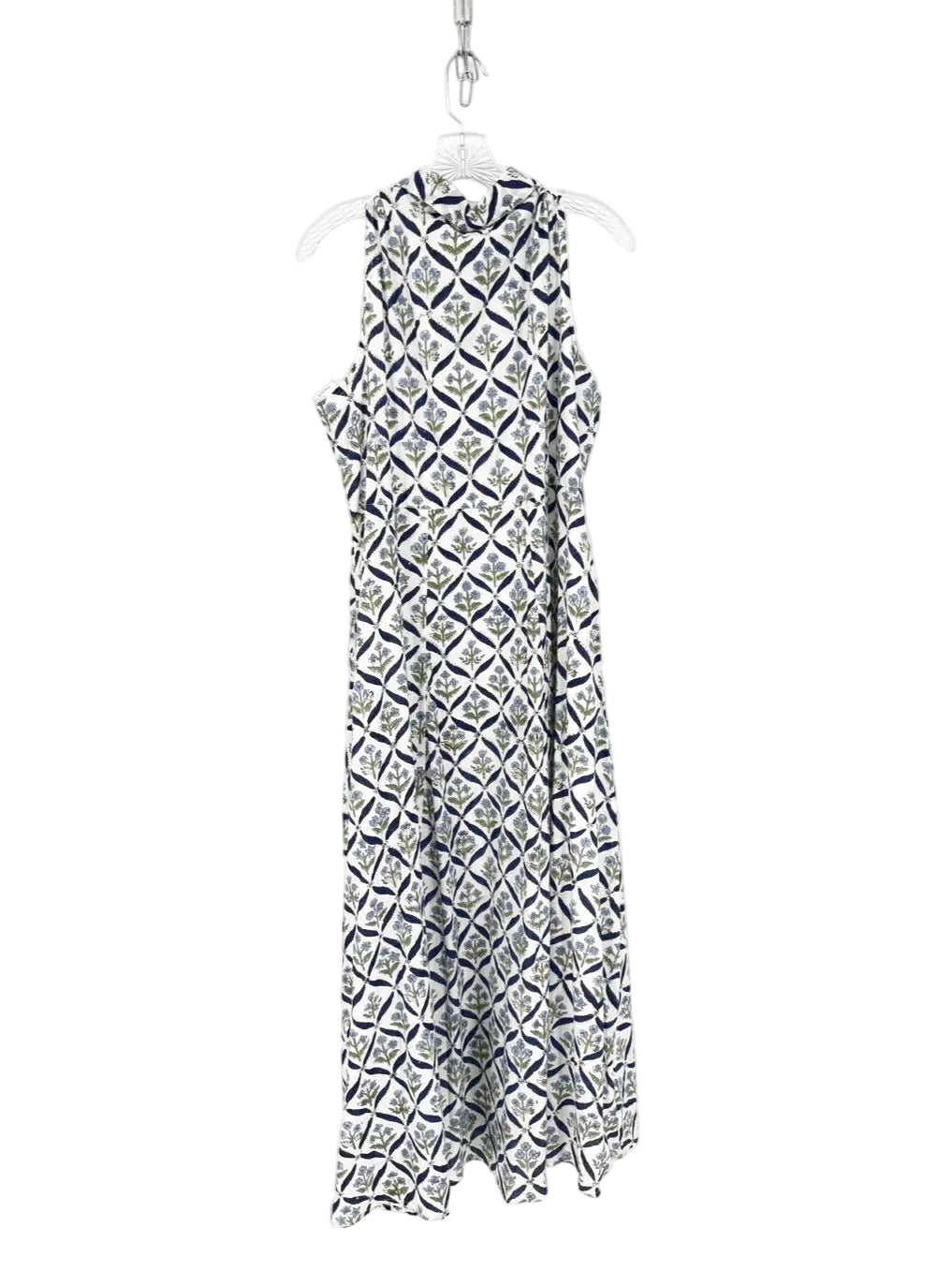 LIVRO Size Wmn's L Cream & Navy Sleeveless Floral Maxi-Dress
