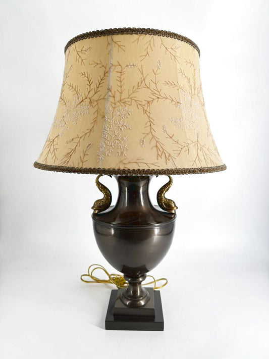 STONEGATE Bronze Metal Lamp w/ Fish Handle Detail & Shade