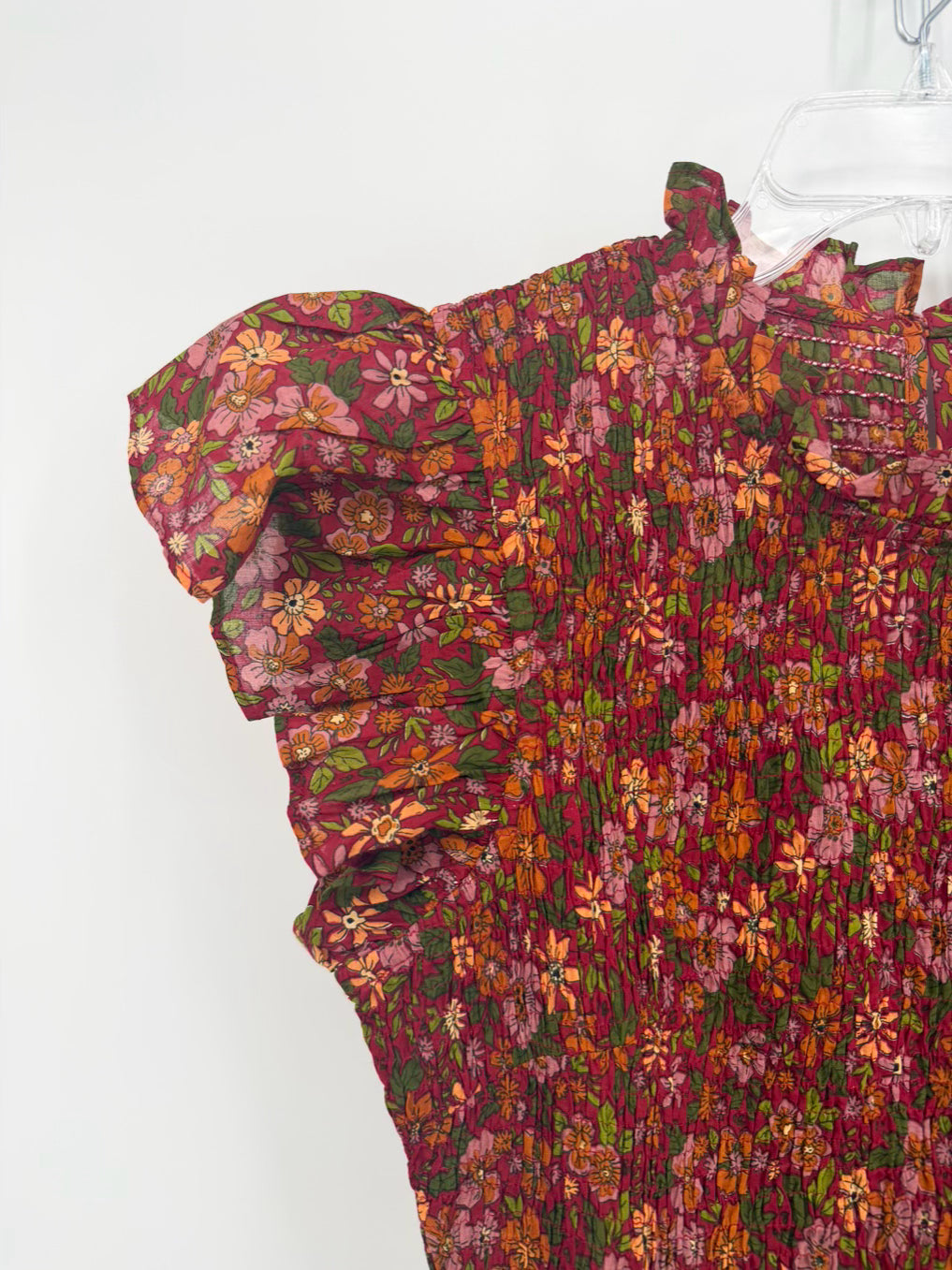 OLIVIA JAMES Size L Burgundy Print Floral Maxi-Dress