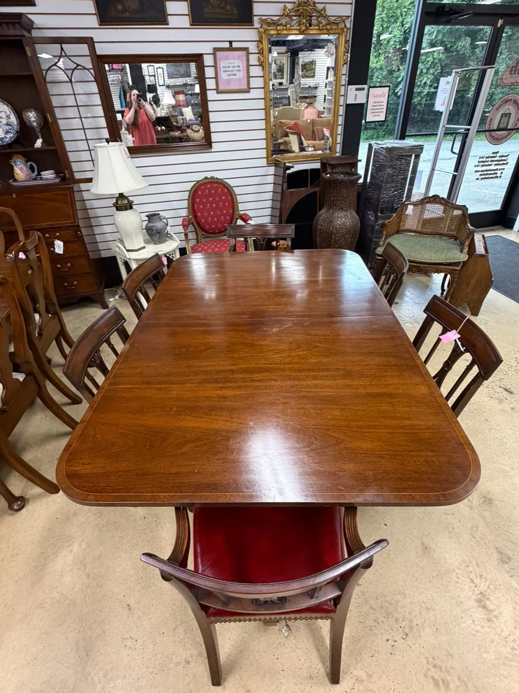 BAKER Dark Wood Dinning Table & 6 Chairs w/ 4 Leaves