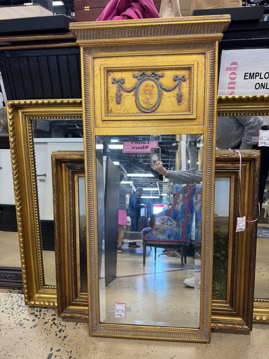 Gold Medallion Ribbon Design Beveled Mirror