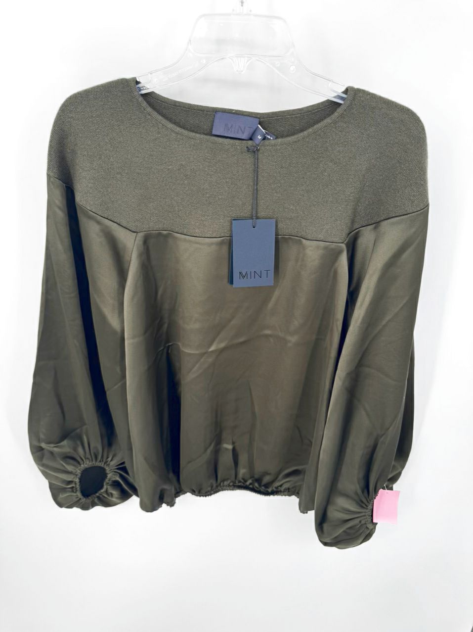 MINT Size M Dark Green Satin Knit Top NWT
