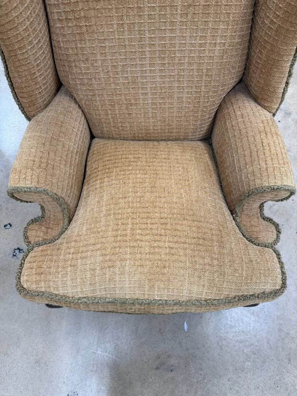 Gold Wing Back Chair w/ Fringe Detail
