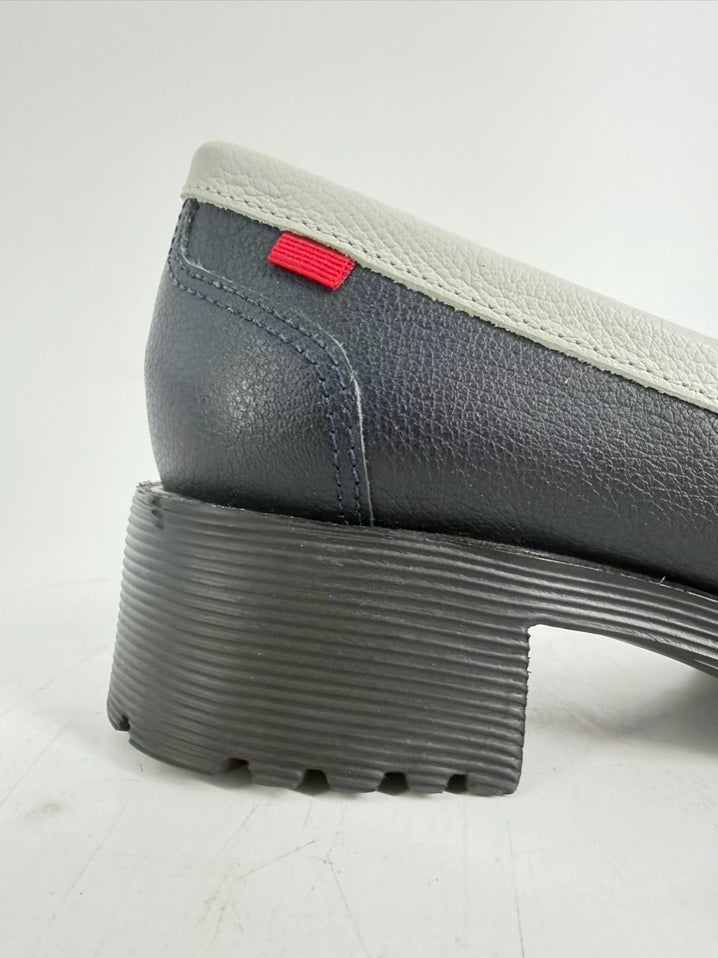 MARC JOSEPH  Size 8 Navy & Beige Leather Loafers