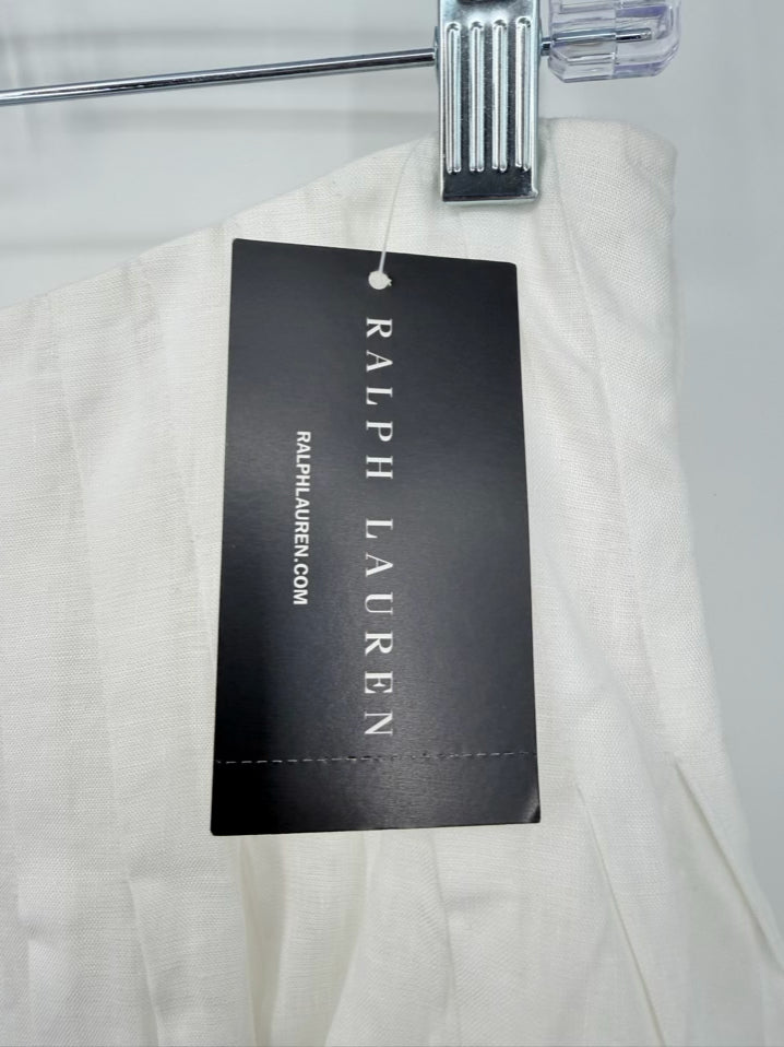 RALPH LAUREN BLACK LABEL Size 8 Cream & Gold Linen Skirt NWT