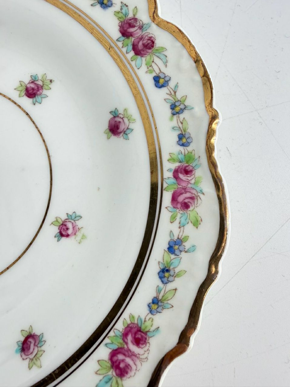 CAULDON White, Pink, Blue & Green China Breakfast Tray Dishware
