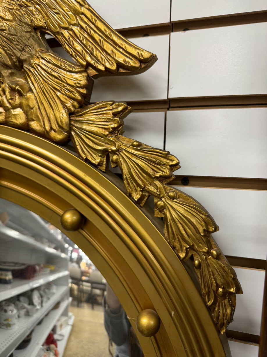 STROUPE MIRROR CO. Gold Wood Federal Eagle Convex Mirror