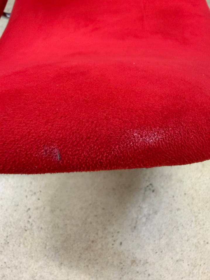 Red Fabric & Metal Orange Slice Chair & Ottoman