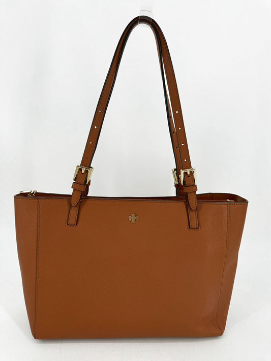 TORY BURCH Camel Leather Saffiano Tote