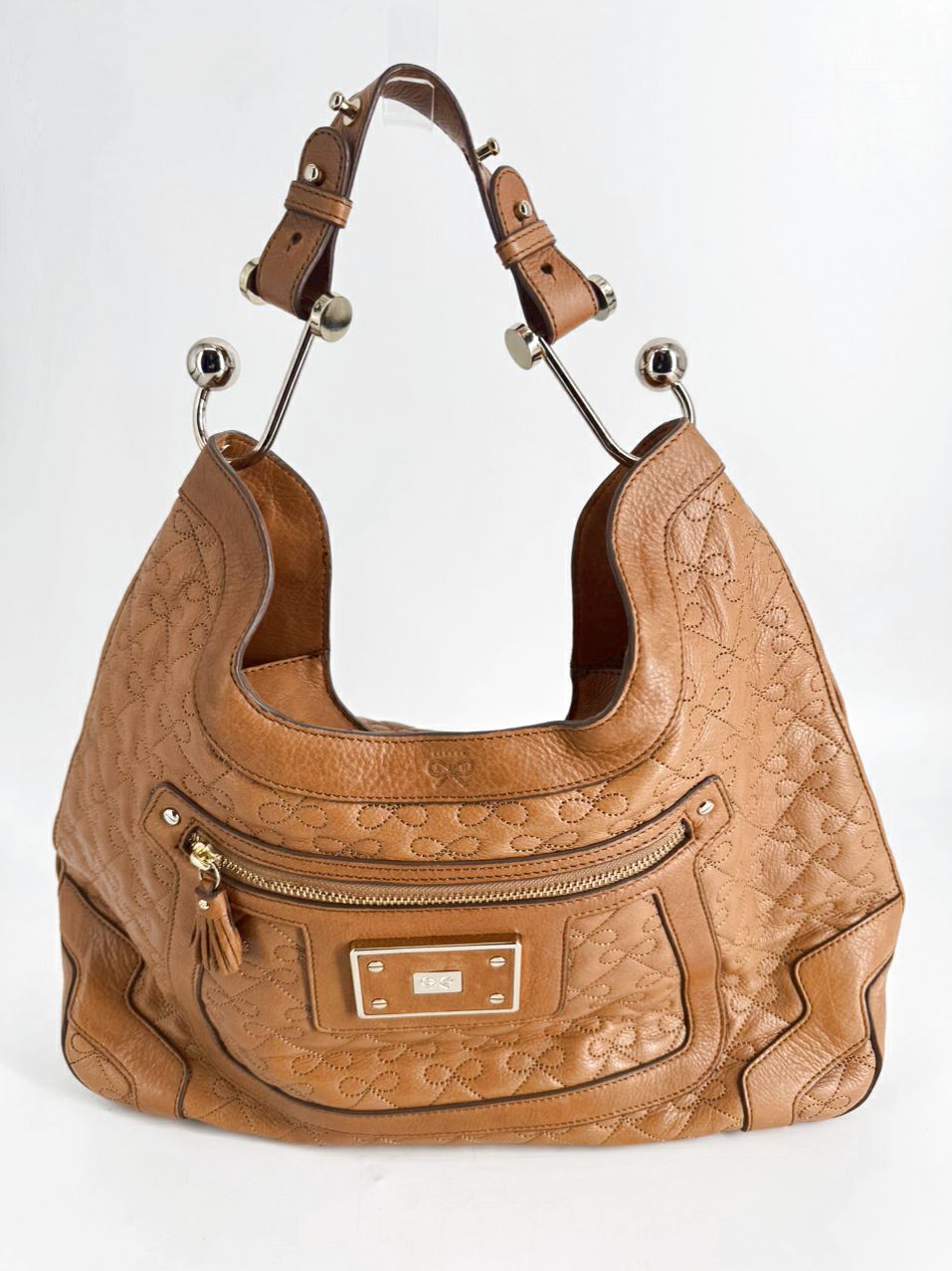 ANYA HINDMARCH Cognac Leather Bow Detail Purse