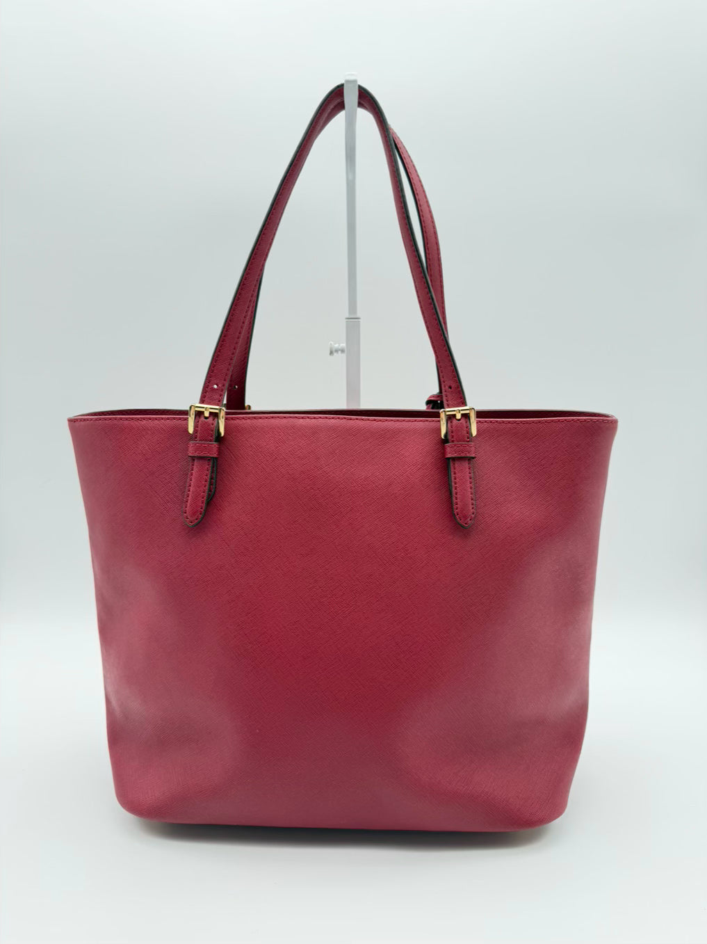 MICHAEL KORS Burgundy Jet Set Saffiano Leather Pocket Tote w/ Gold Tone Hardware