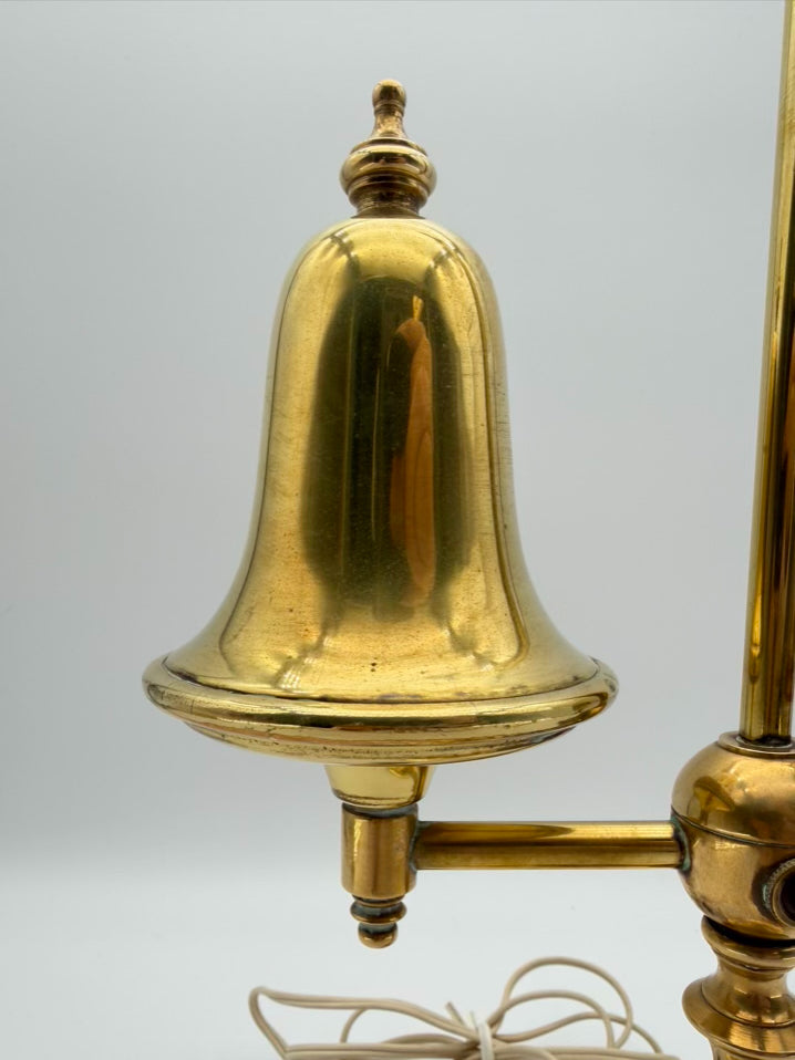 VINTAGE Brass Student Lamp w/ Frosted Glass Globe