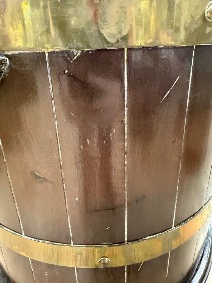 Dark Wood / Brass Planter w/ Handle