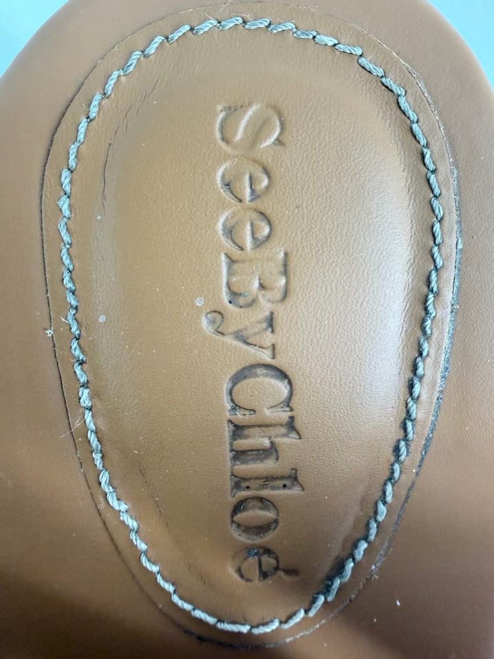 SEE BY CHLOE Size 38.5 Chestnut Leather Heels