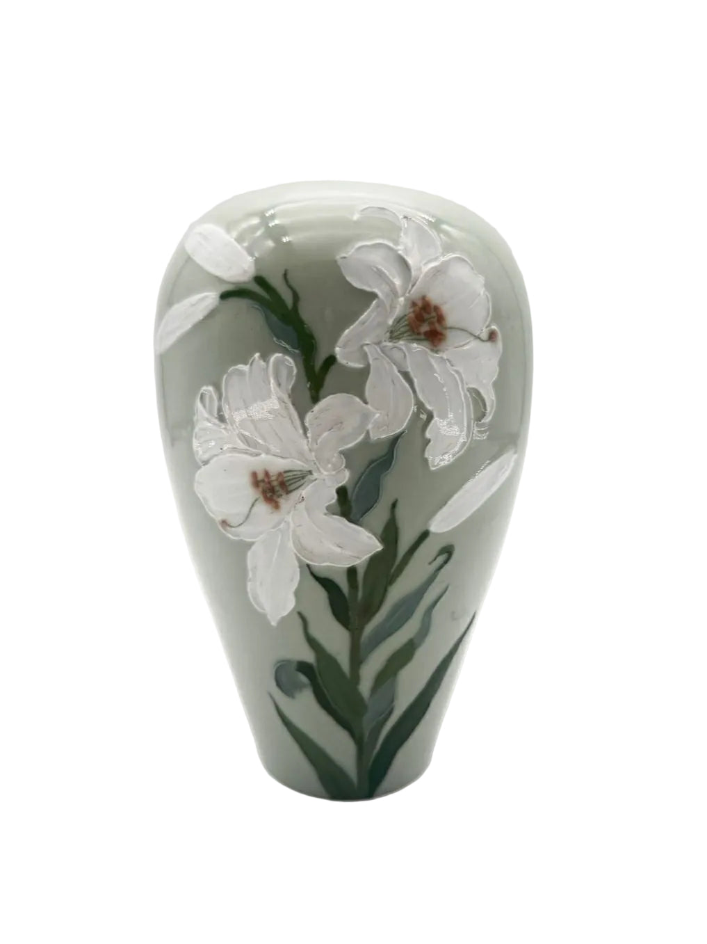 Green & White Porcelain Flower Jar
