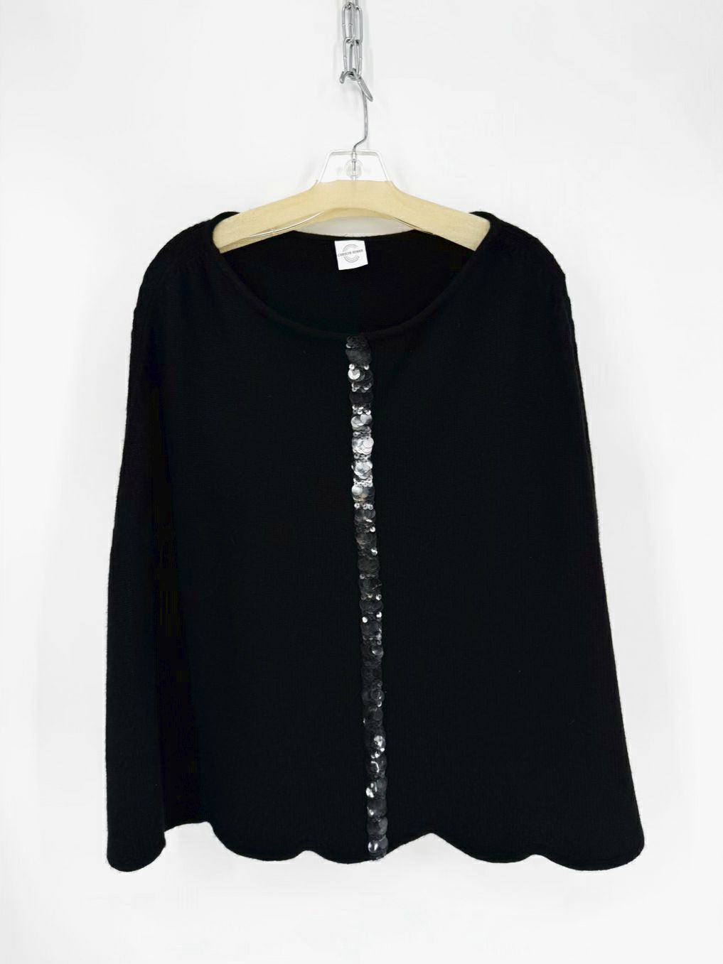 CAROLYN ROWAN Black Cashmere Sequins Shawl
