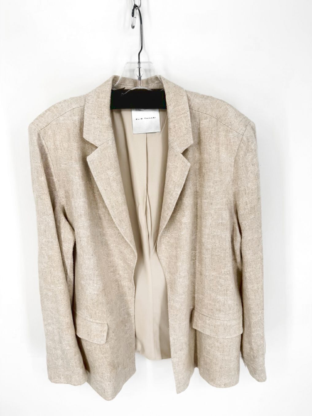 ELIE TAHARI Size L Oatmeal Linen Blend Blazer
